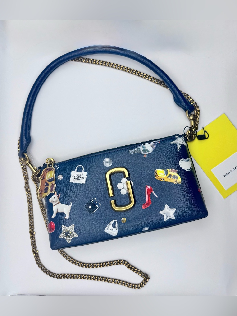 Marc Jacobs Navy Leather Mini Shoulder Bag with Multicolor Charm Accents - Picture 6 of 16